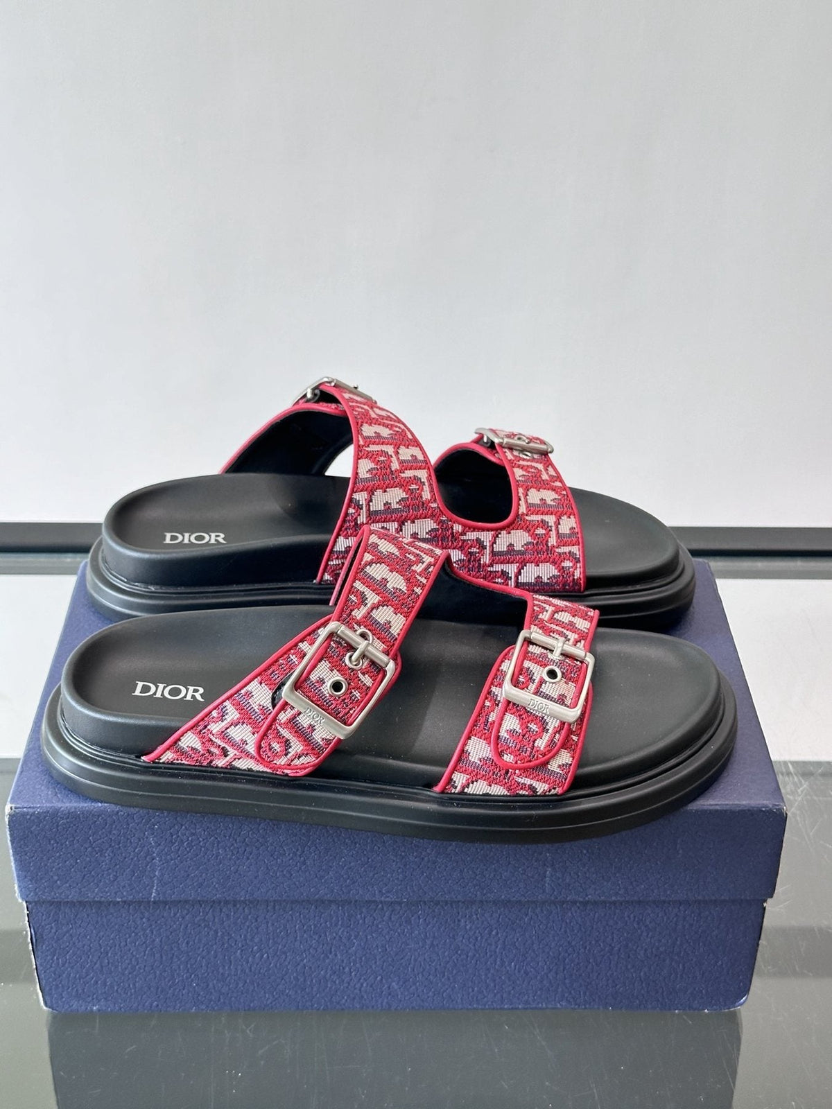 Dior Aqua Two-Strap Slide Sandals — front