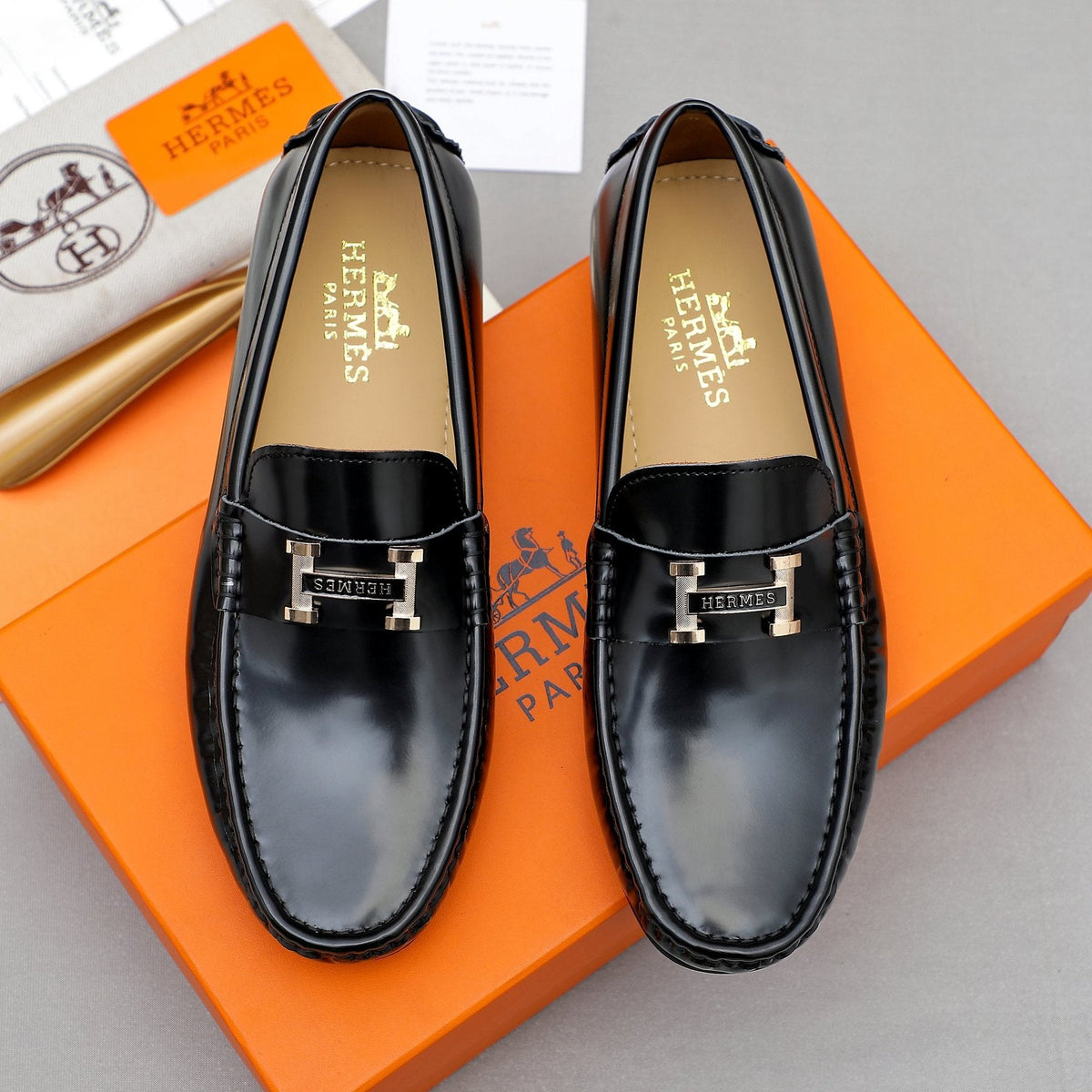 Hermès H-Hardware Slip-On Loafers — front