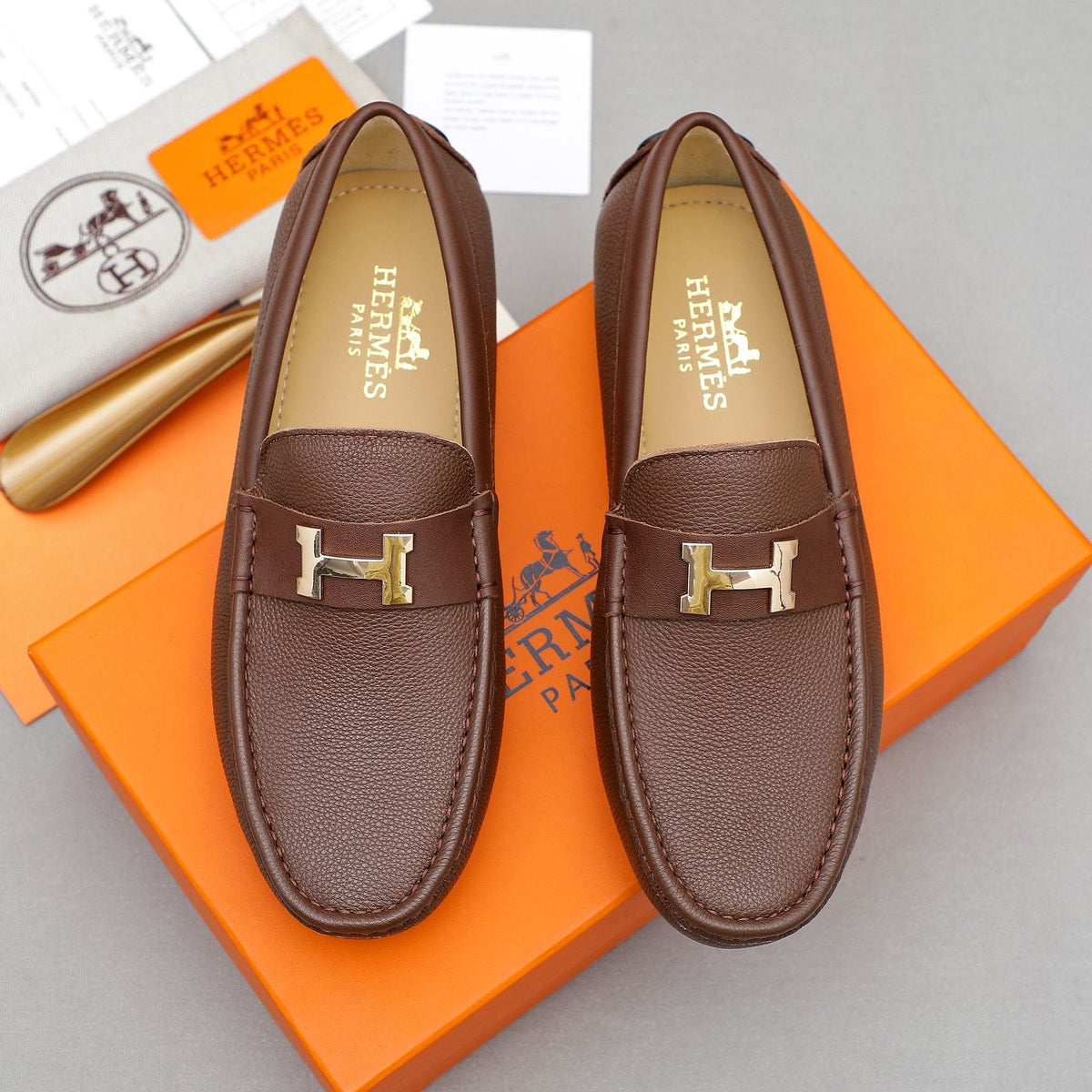 Hermès H-Hardware Slip-On Loafers — front