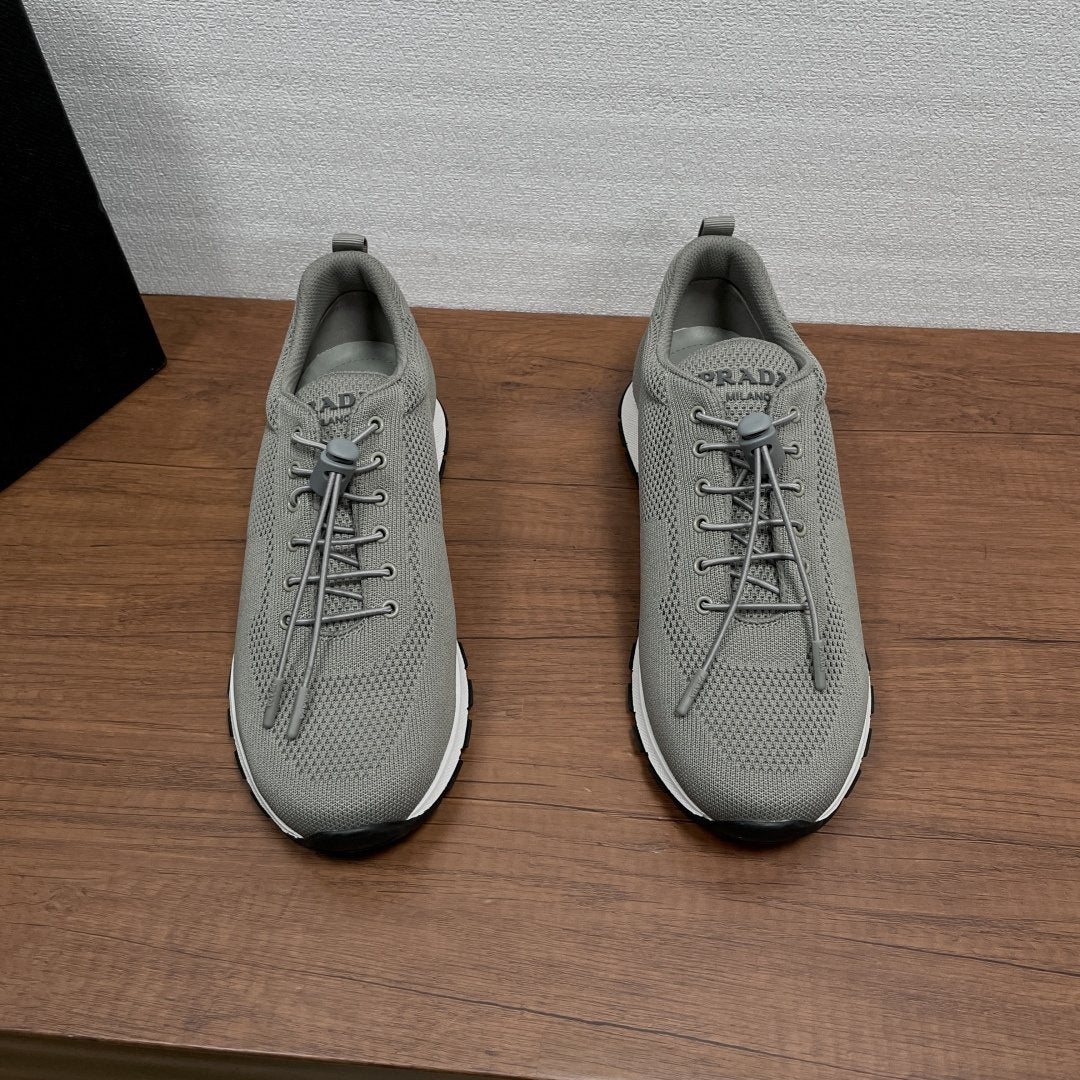 Prada Knit Lace-Up Sneakers — front