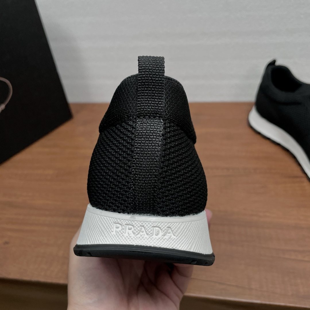Prada Knit Lace-Up Sneakers — back