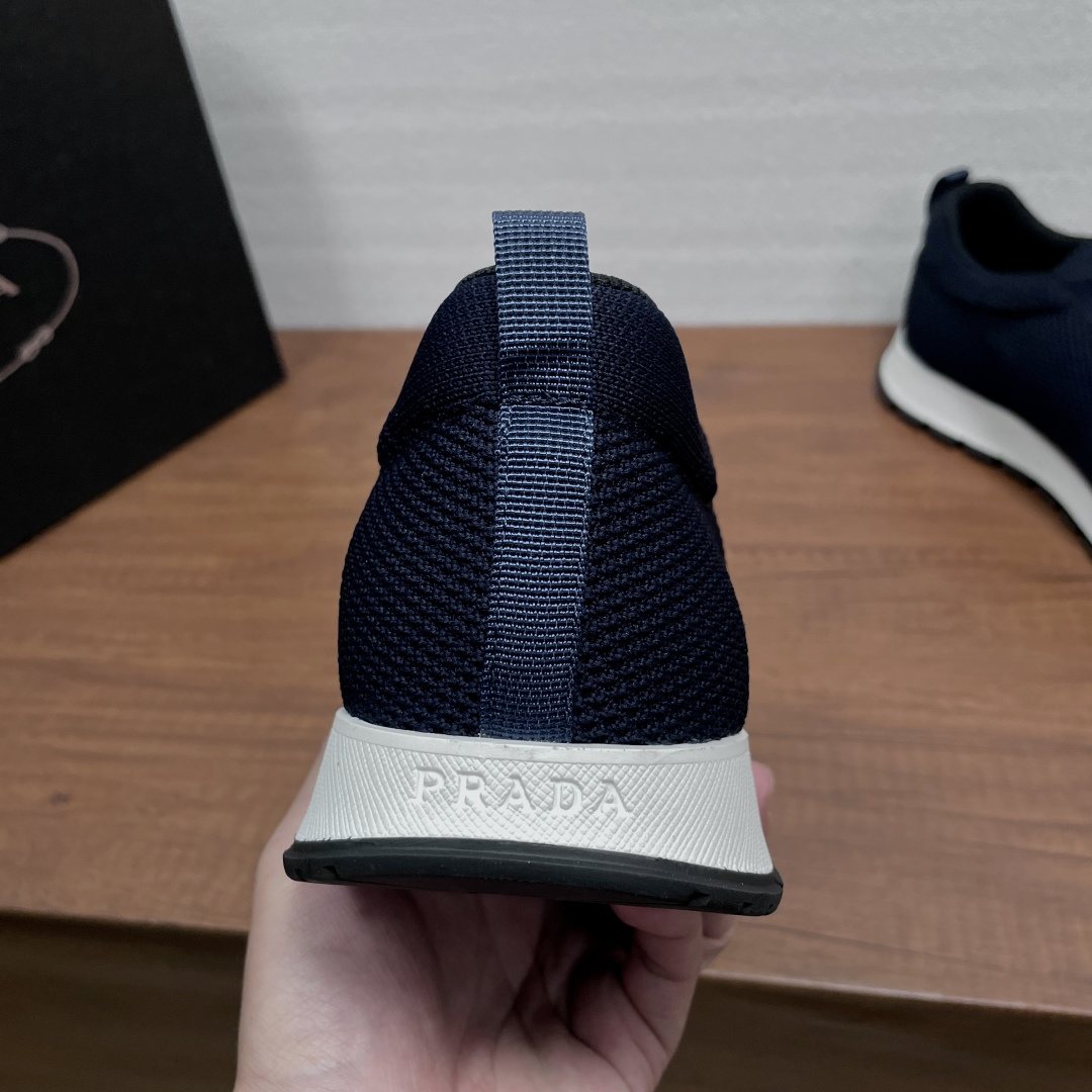 Prada Knit Lace-Up Sneakers — back