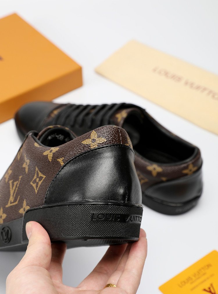 Louis Vuitton Black Monogram Panel Sneakers — front