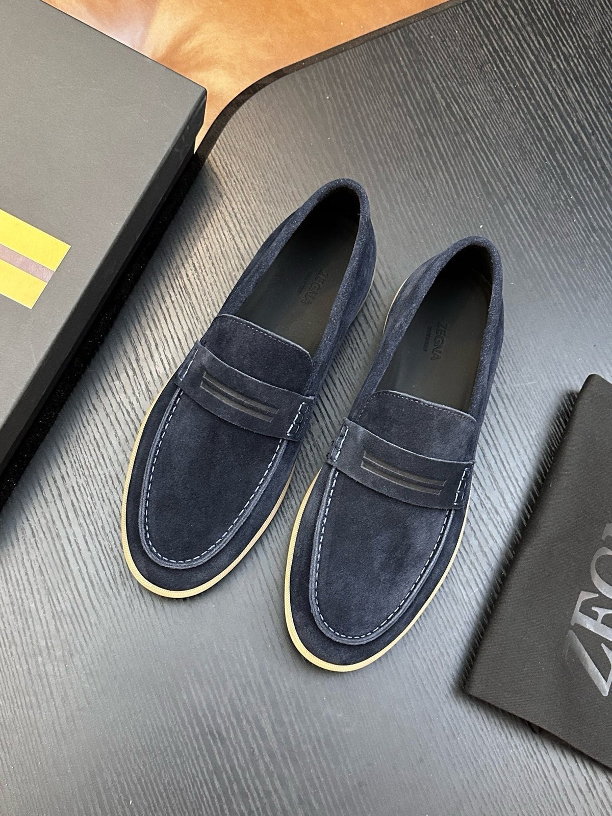 Zegna Suede Slip-On Loafers — front