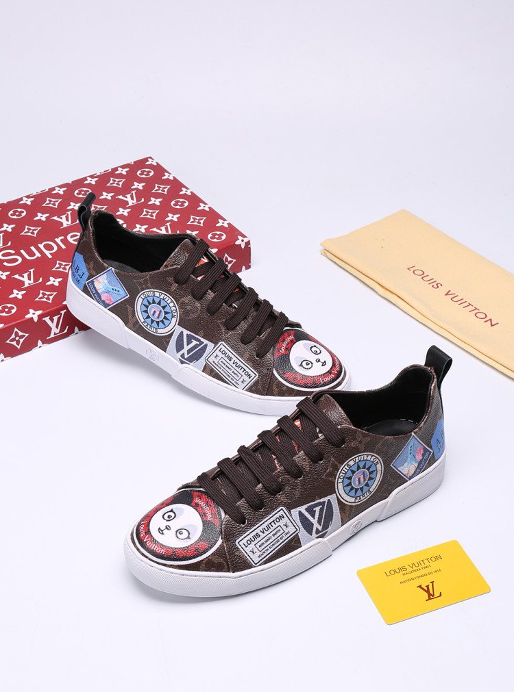 Louis Vuitton Black Graphic Low-Top Sneakers — front