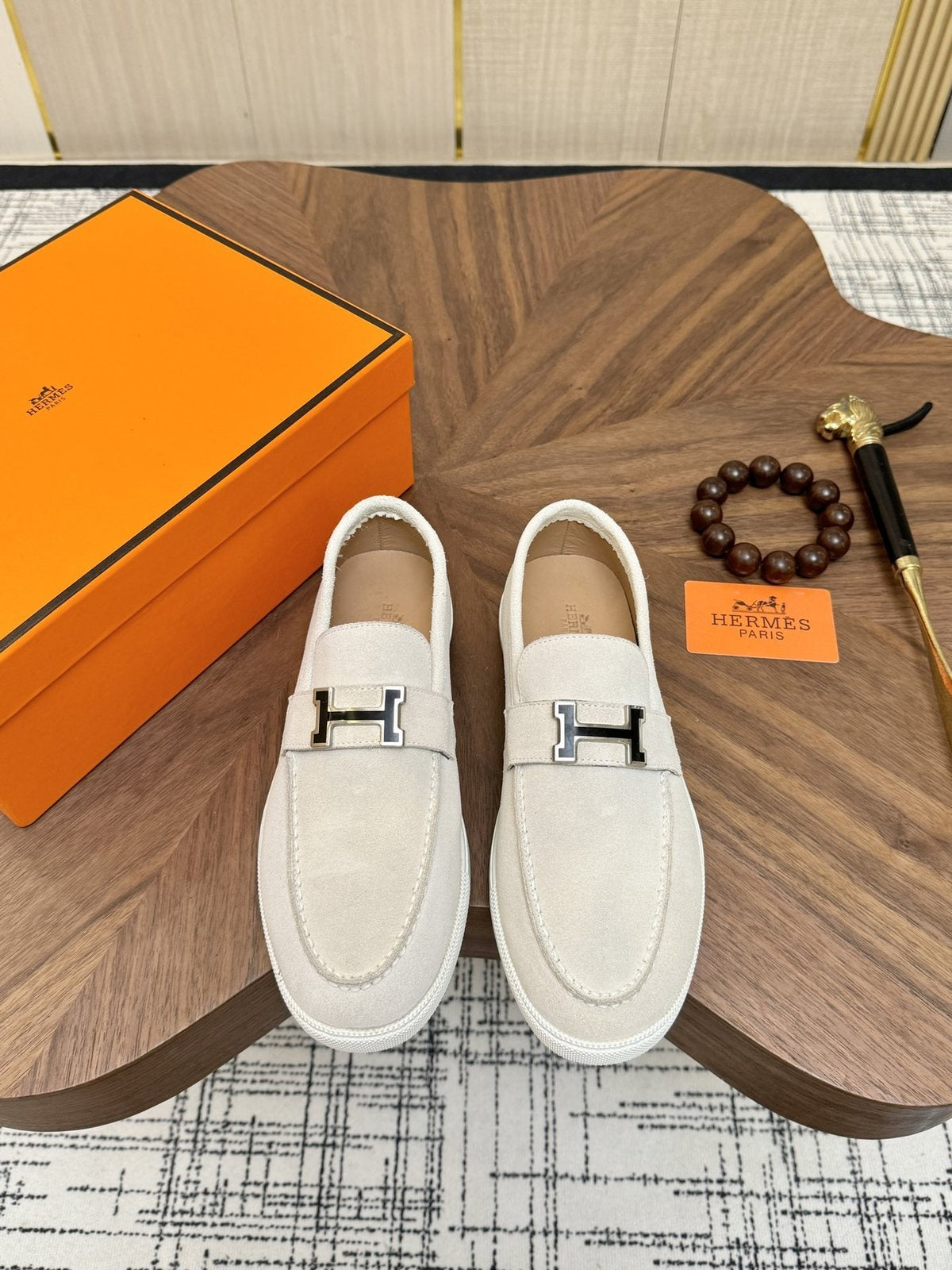 Hermès Hardware-Detail Slip-On Shoes — front