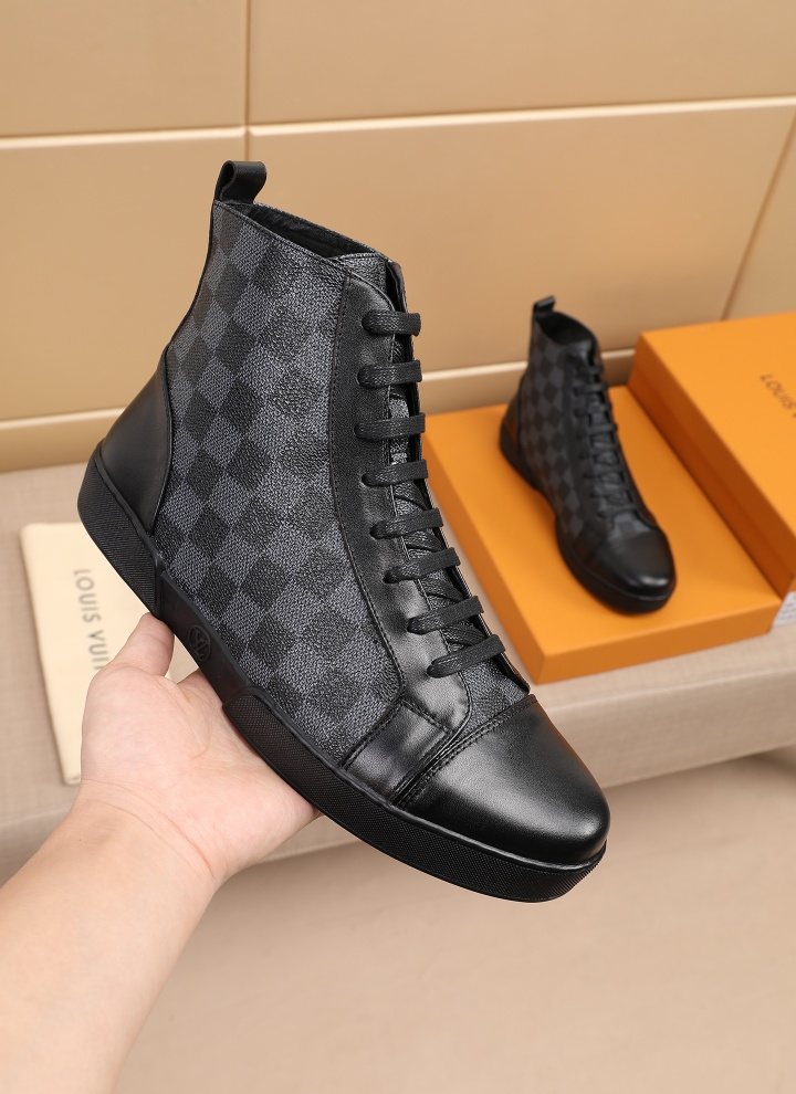 Louis Vuitton Checkerboard High-Top Boots — model