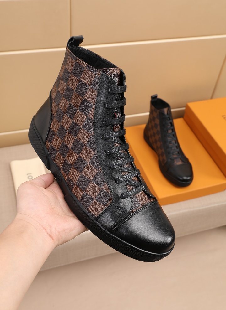 Louis Vuitton Checkerboard High-Top Boots — model