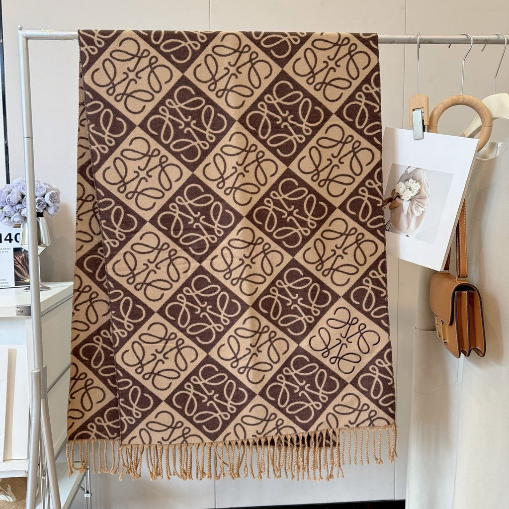 Loop-Motif Fringed Scarf — hero