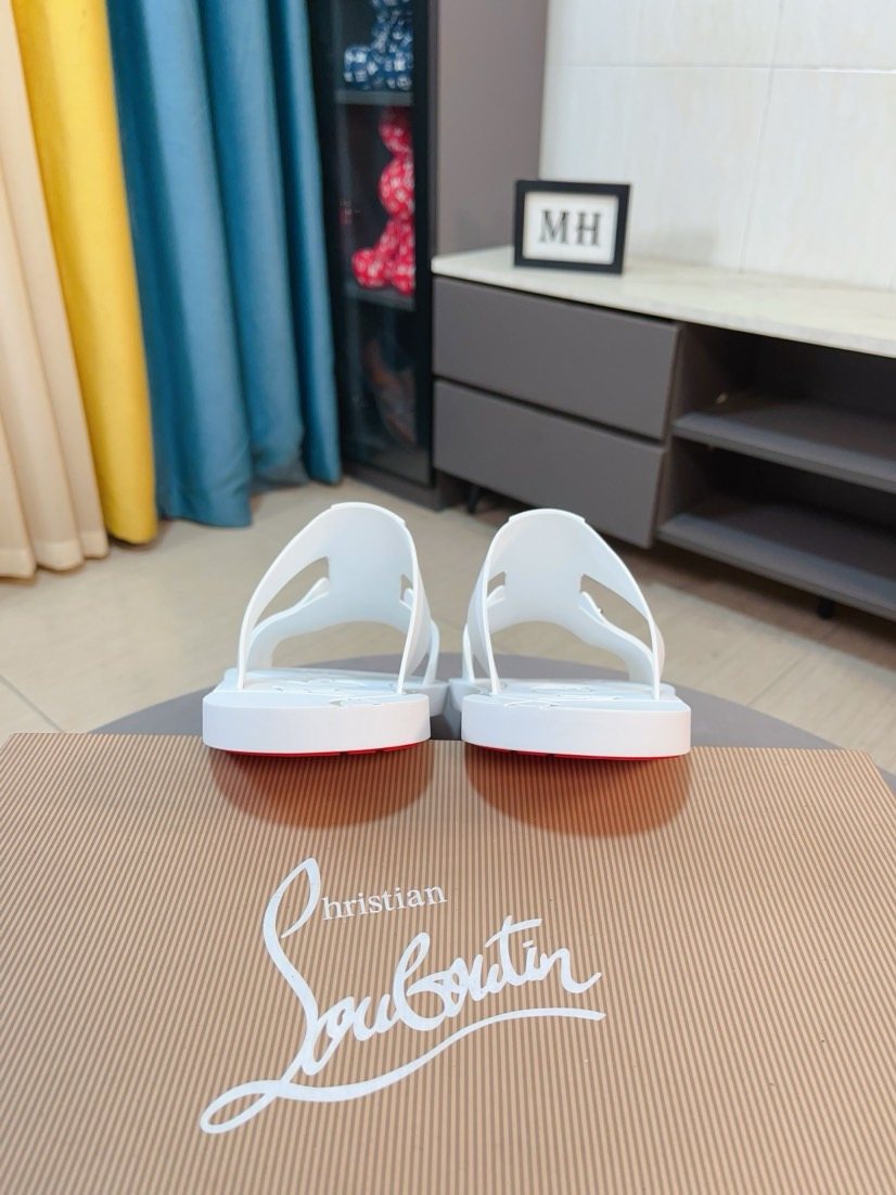 Christian Louboutin Studded Slip-On Sandals — front