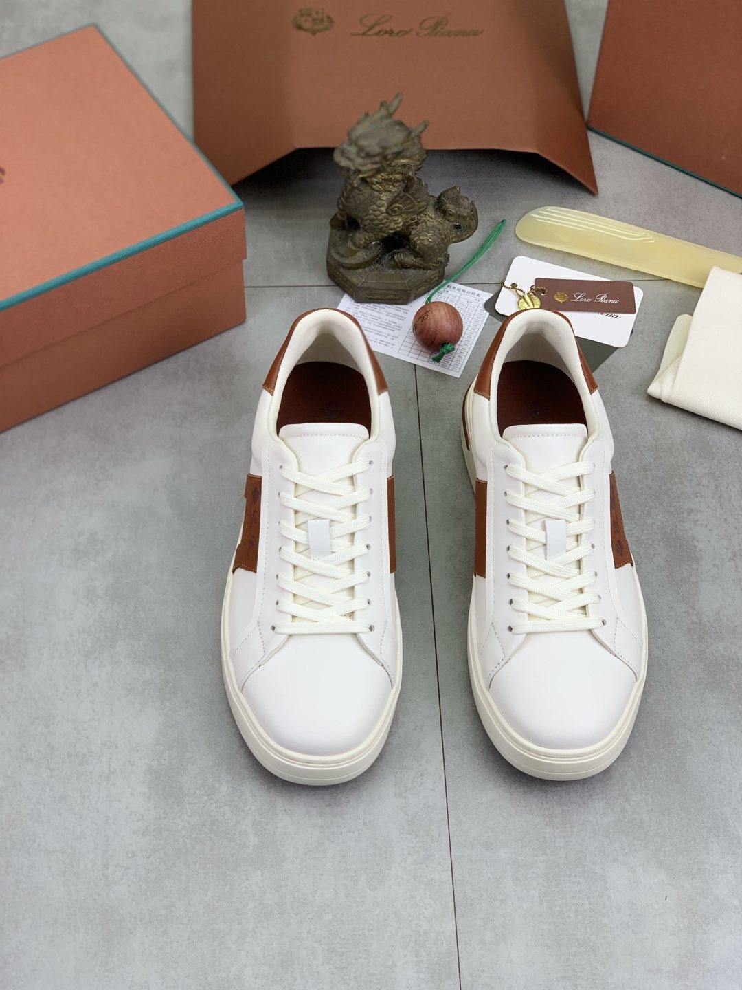 Loro Piana Black and Brown Low-Top Sneakers — front