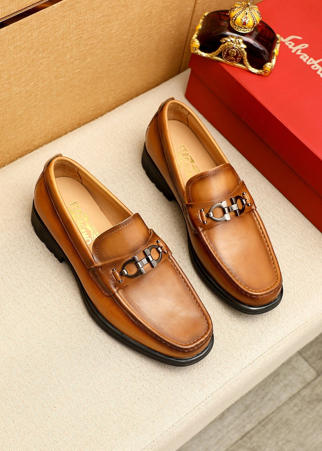 Ferragamo Leather Bit Loafers — front