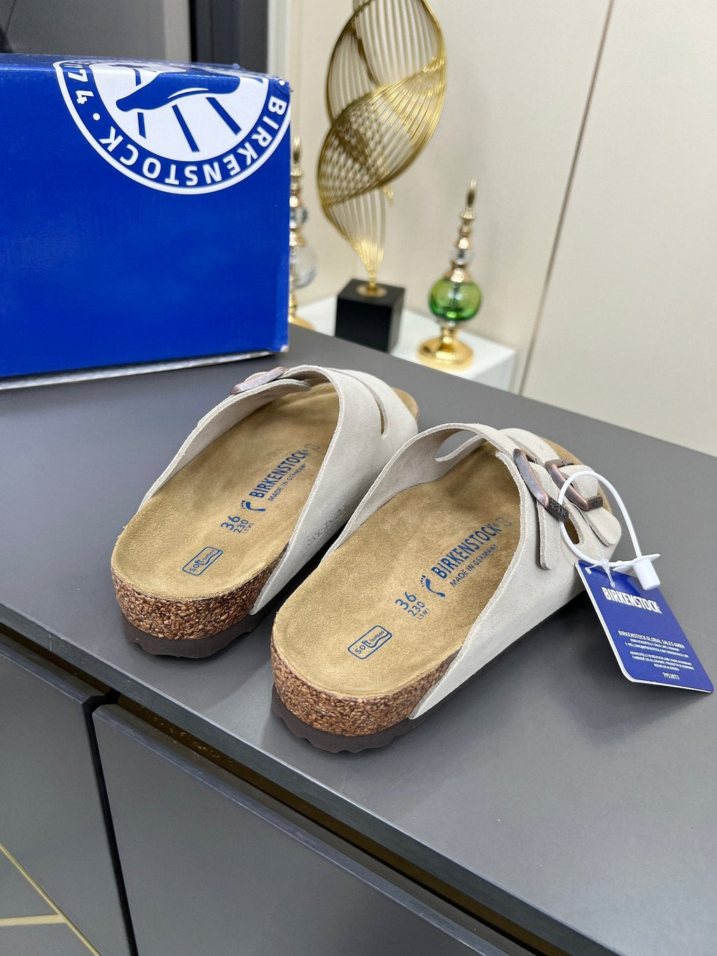 Birkenstock Two-Strap Buckle Slide Sandals — front