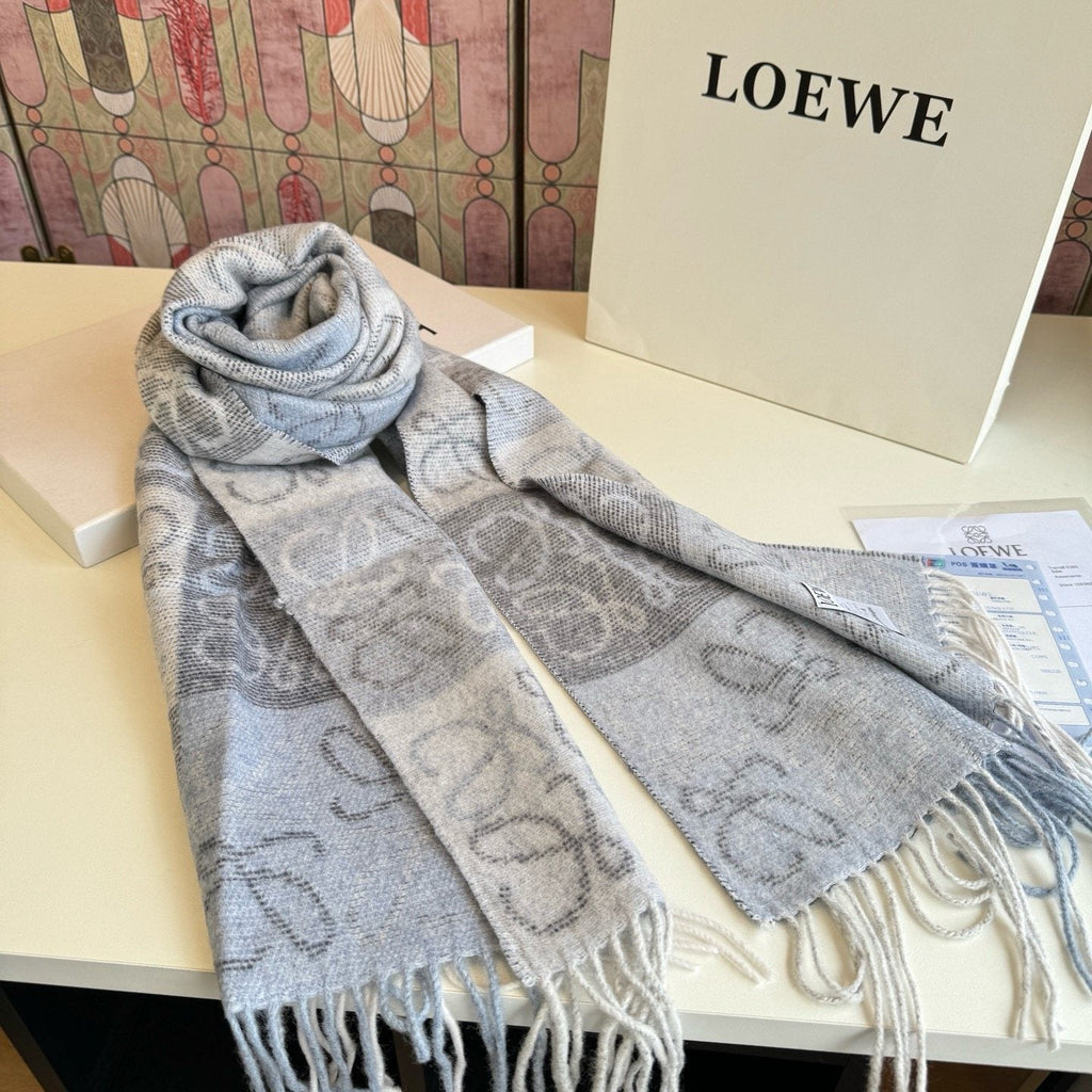 Loewe Fringed Patterned Scarf — side