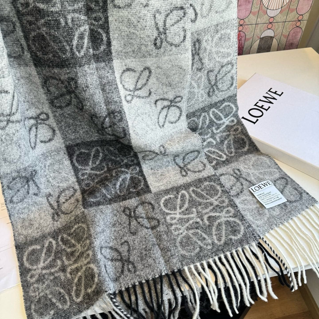 Loewe Fringed Patterned Scarf — front