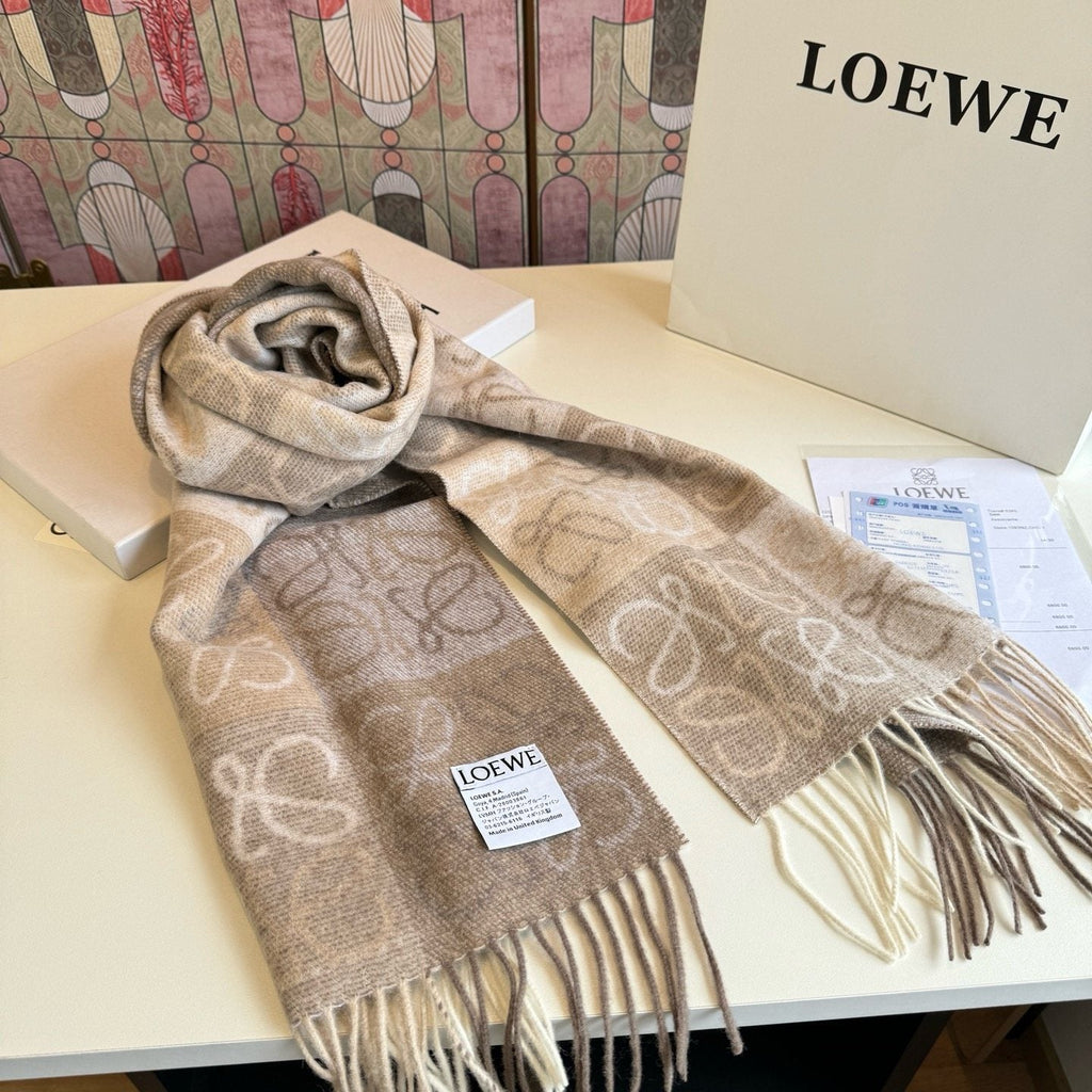 Loewe Fringed Patterned Scarf — side