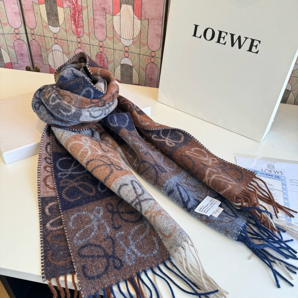 Loewe Fringed Patterned Scarf — side