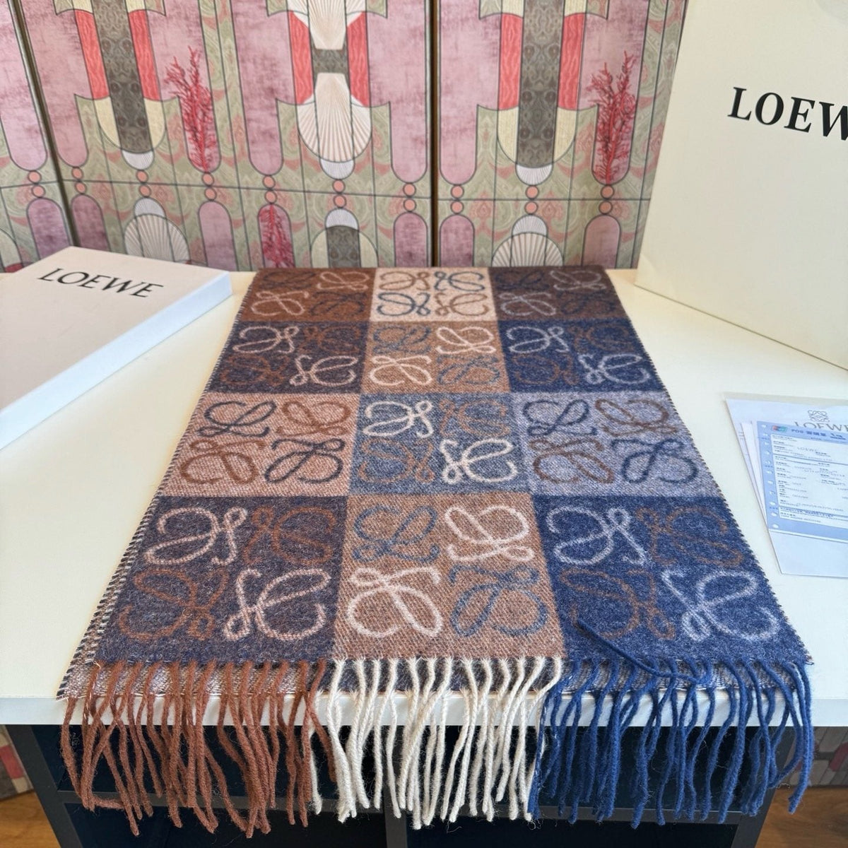 LOEWE Fringed Loop-Motif Scarf — front