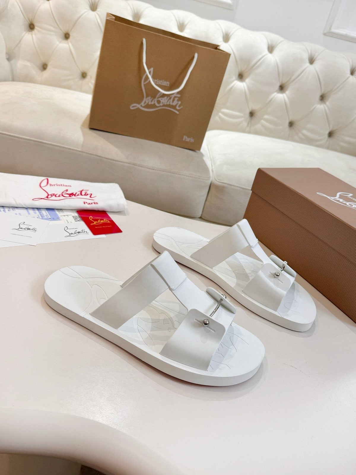 Christian Louboutin Buckle-Strap Slide Sandals — front