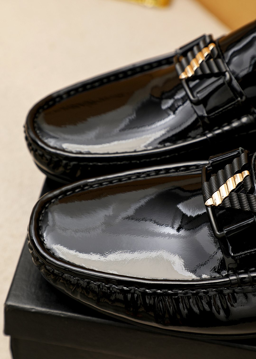Black Leather Driving Loafers — side