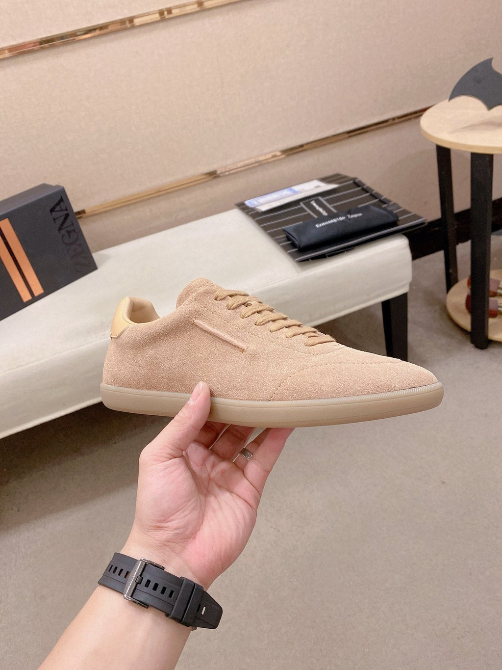 Zegna Suede Low-Top Sneakers — side