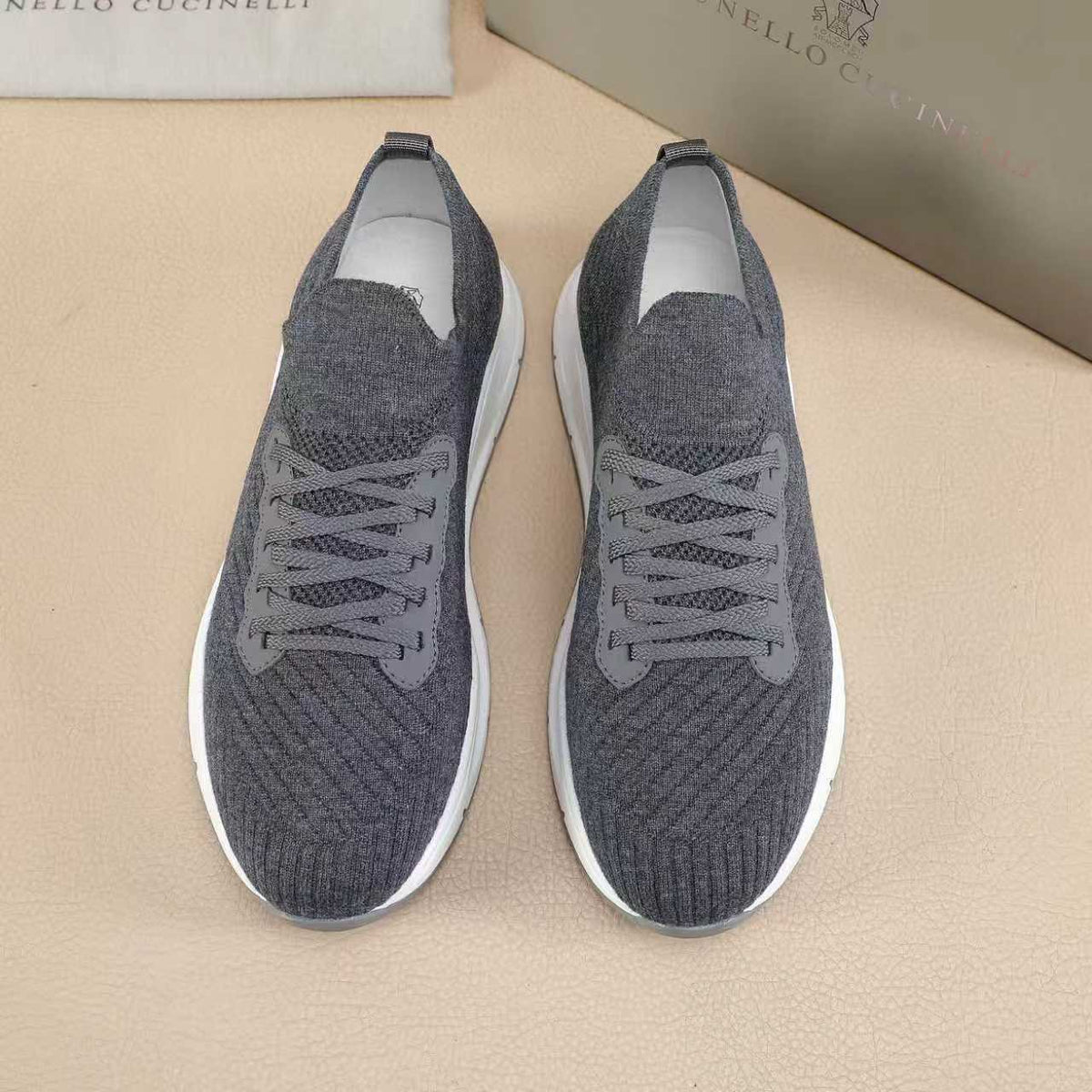 Brunello Cucinelli Men's Knit Sneakers — front