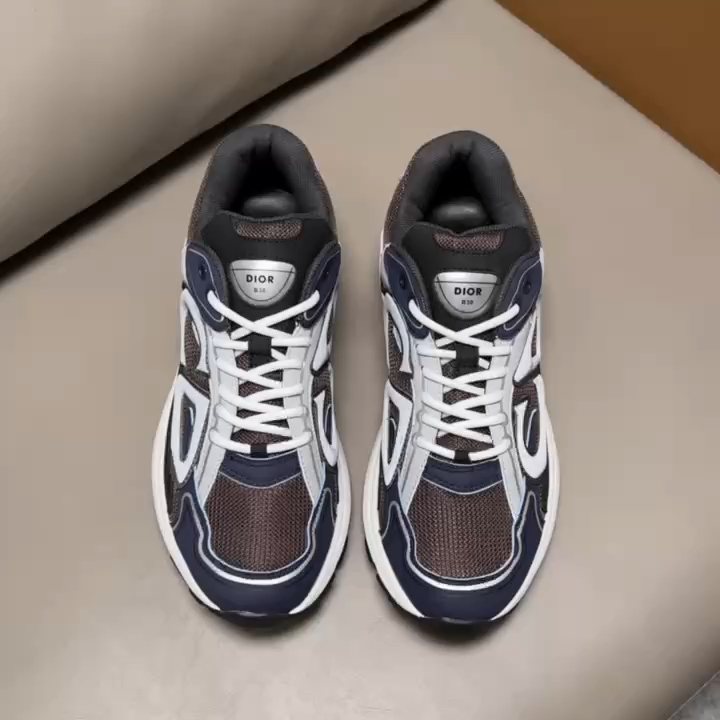 Dior Navy Blue and Charcoal Gray Sneakers — front