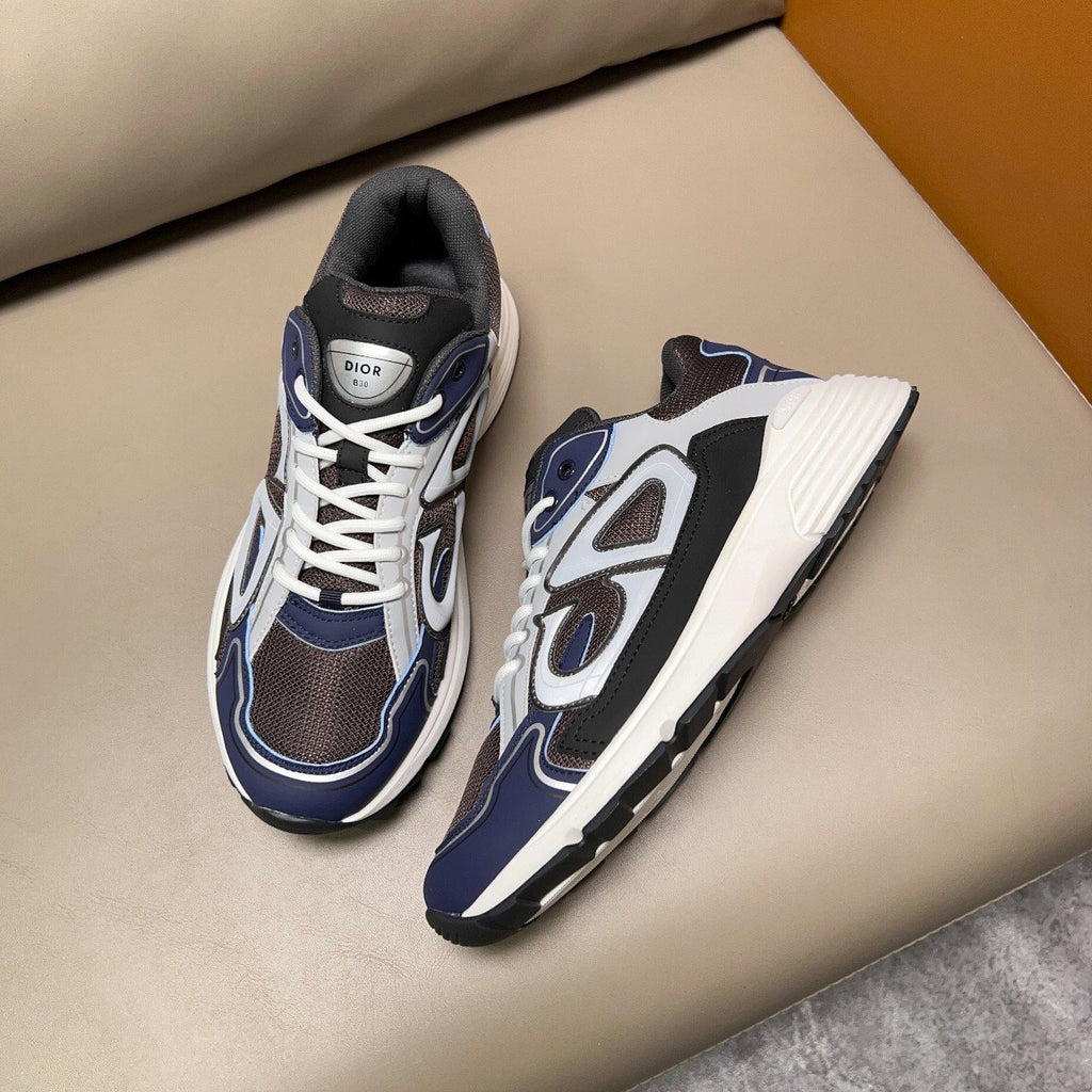 Dior Navy Blue and Charcoal Gray Sneakers — side