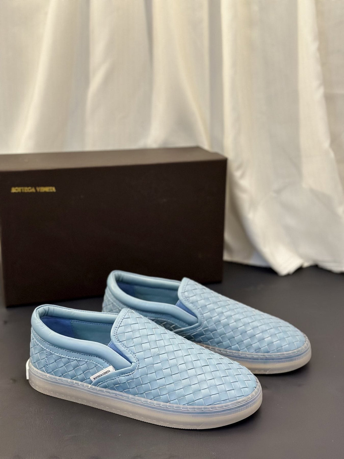 Bottega Veneta Woven Slip-On Sneakers — front