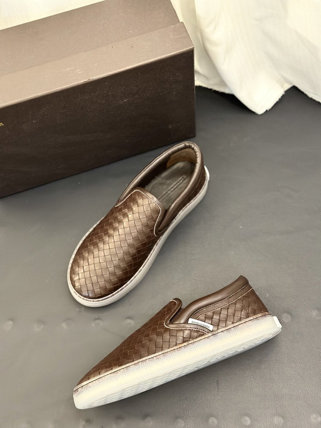 Bottega Veneta Woven Slip-On Sneakers — front