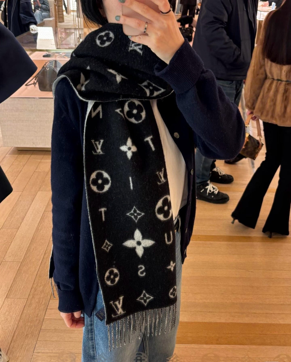 Louis Vuitton Reversible Monogram Wool Scarf — front