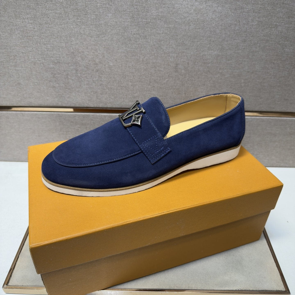 Louis Vuitton Metal-Accent Slip-On Loafers — front
