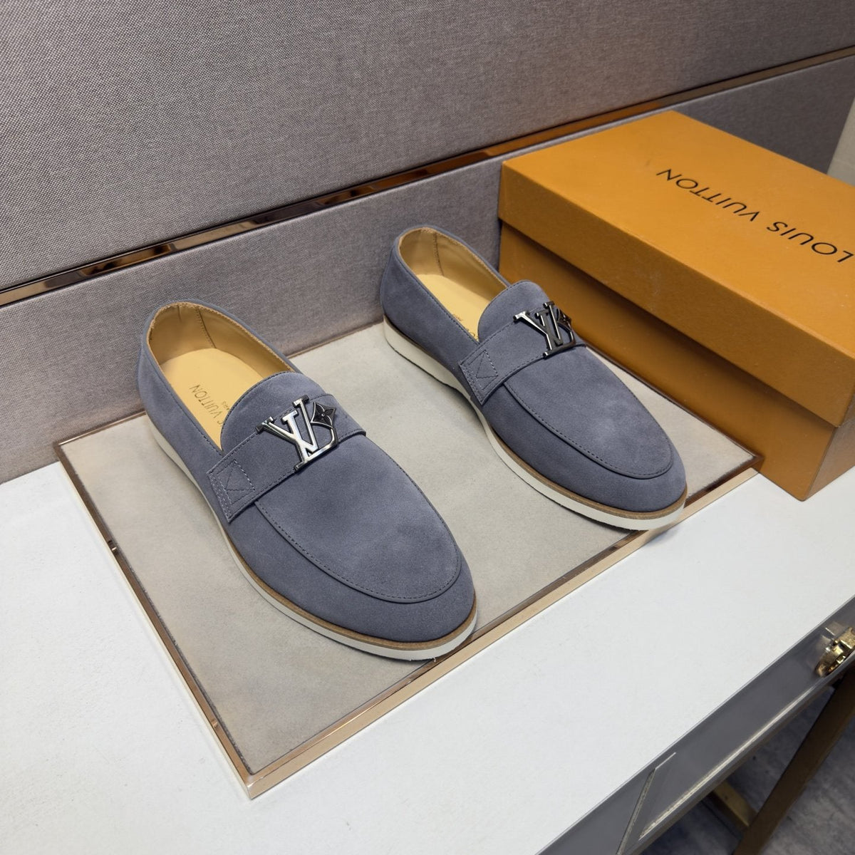Louis Vuitton Metal-Accent Slip-On Loafers — front