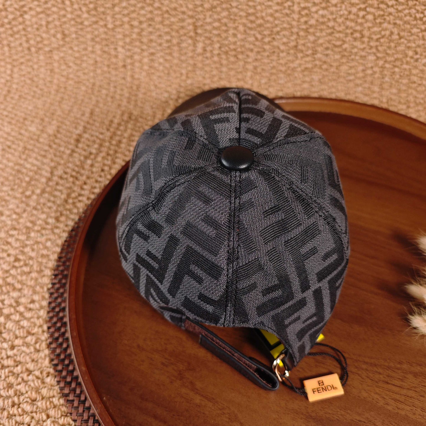 FENDI FF Monogram Leather Brim Baseball Cap