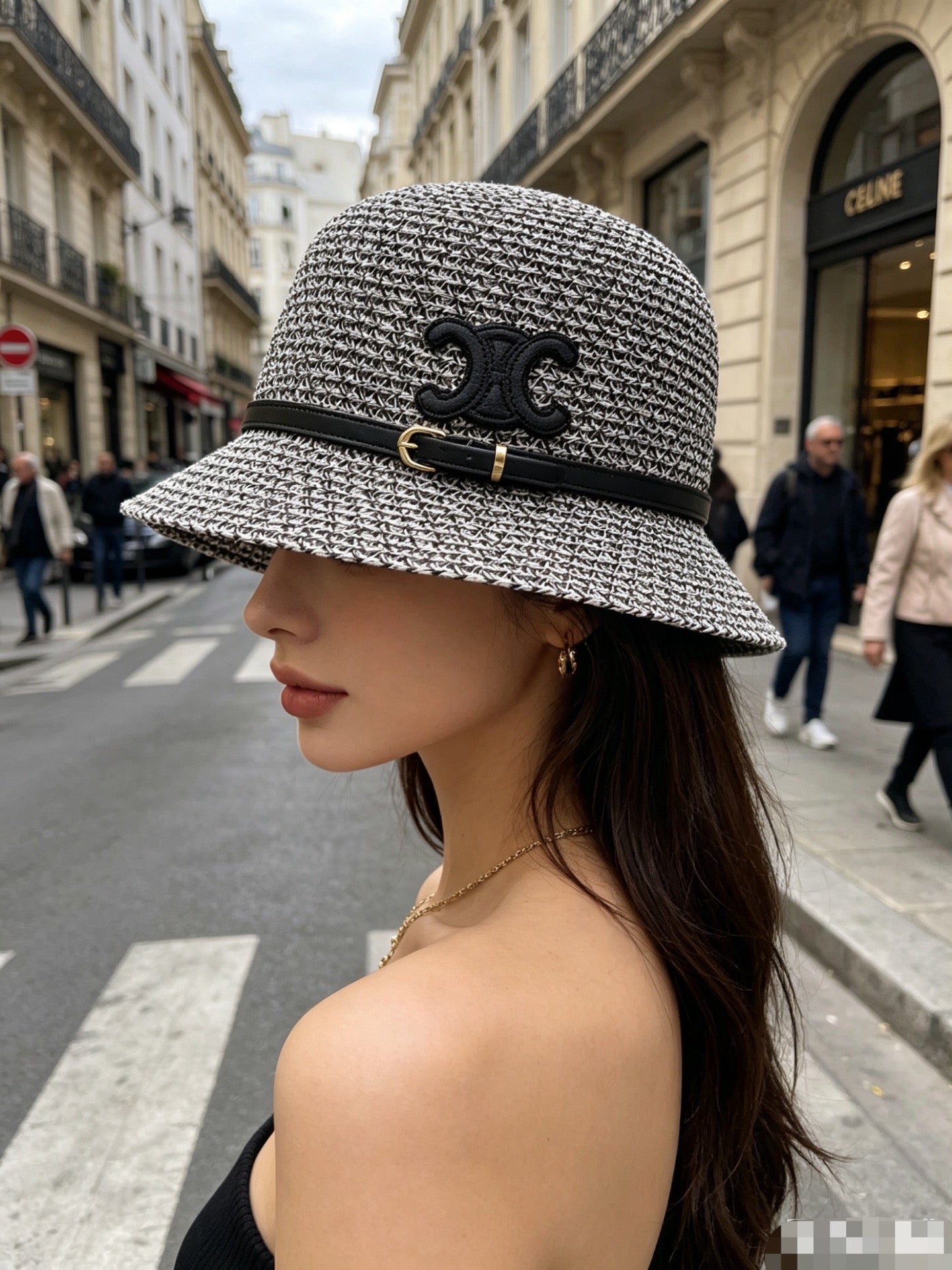 CELINE Raffia Boater Hat