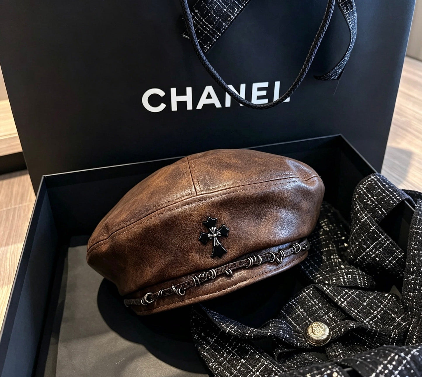 Chrome Hearts Leather Beret