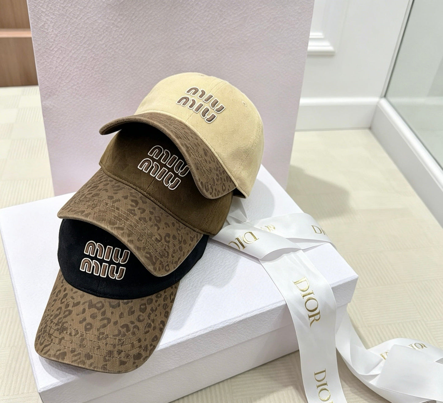 MIU MIU Leopard Brim Baseball Cap