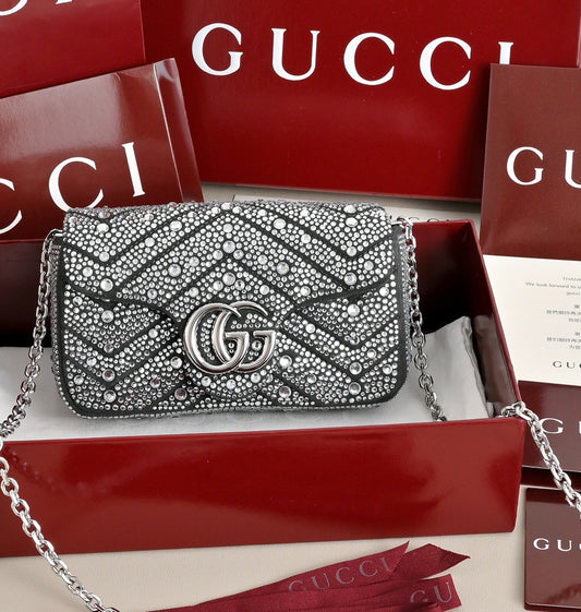 GUCCI GG Marmont Crystal Shoulder Bag