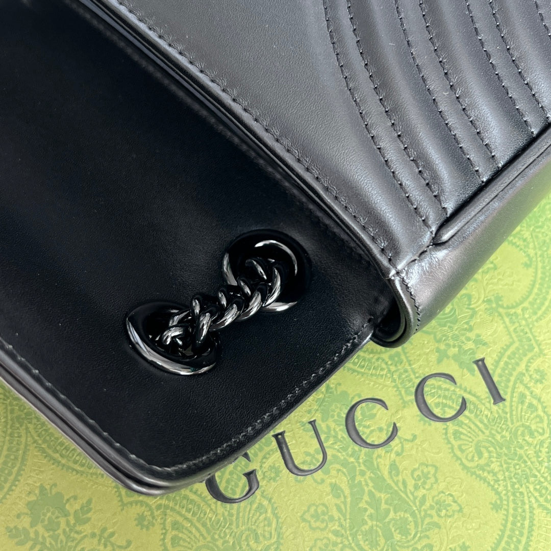 Gucci GG Marmont Black Matelassé Shoulder Bag